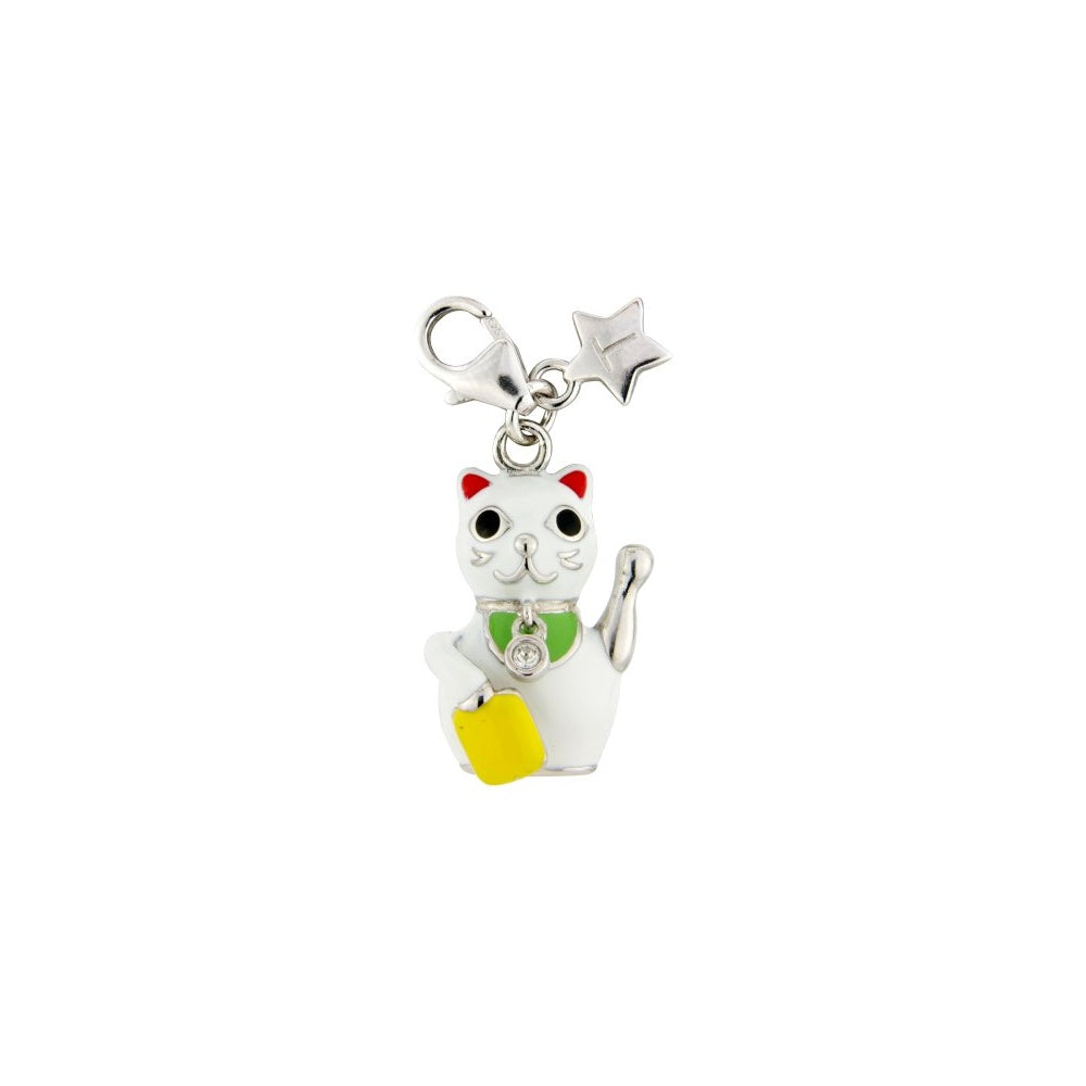 Sterling Silver Enamel Kitten Charm SCH238