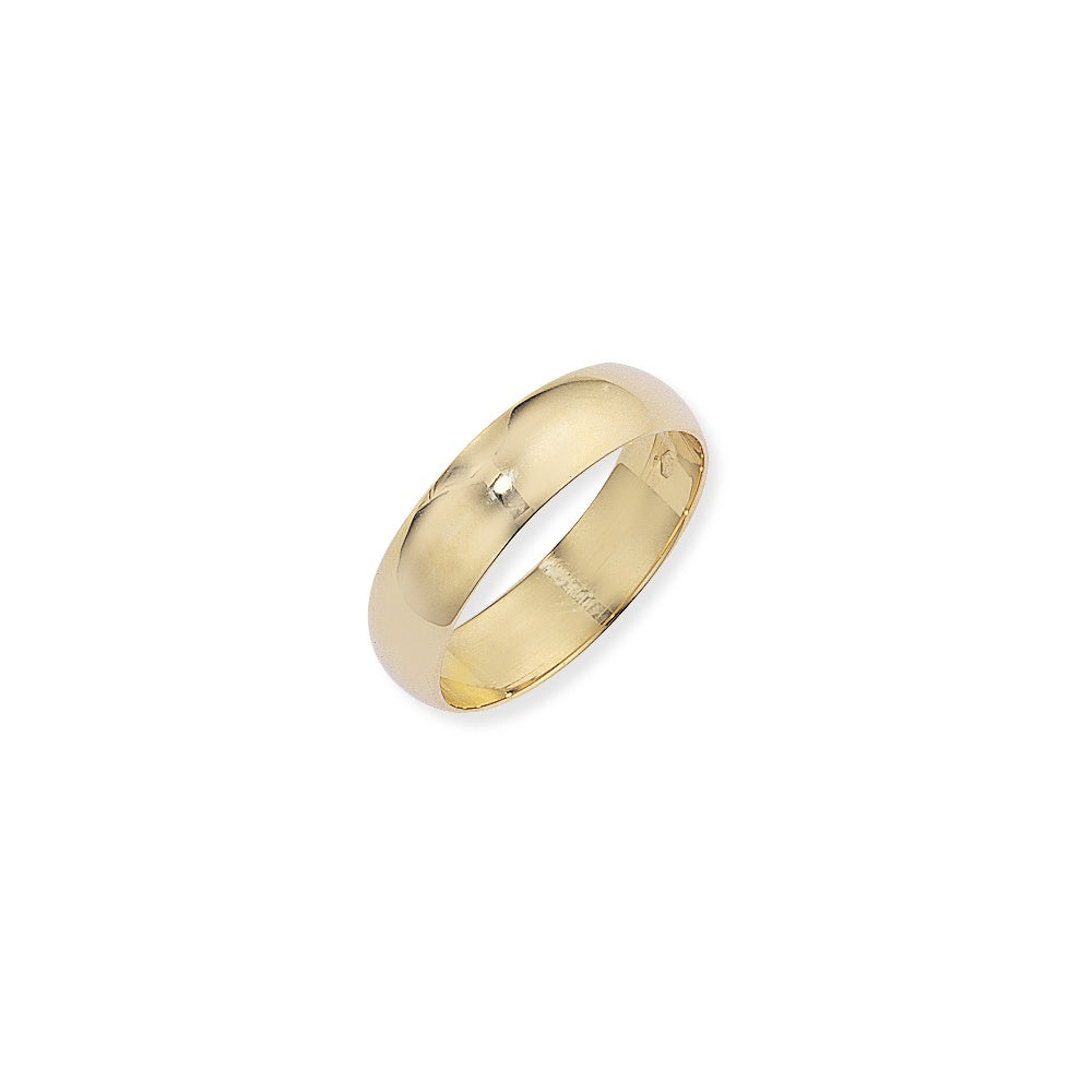 9ct Yellow Gold Plain Polished Wedding Ring 6mm Wide