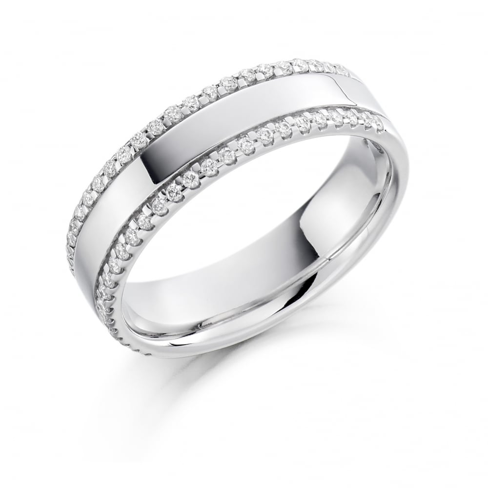 Platinum Two Row Diamond Set Band