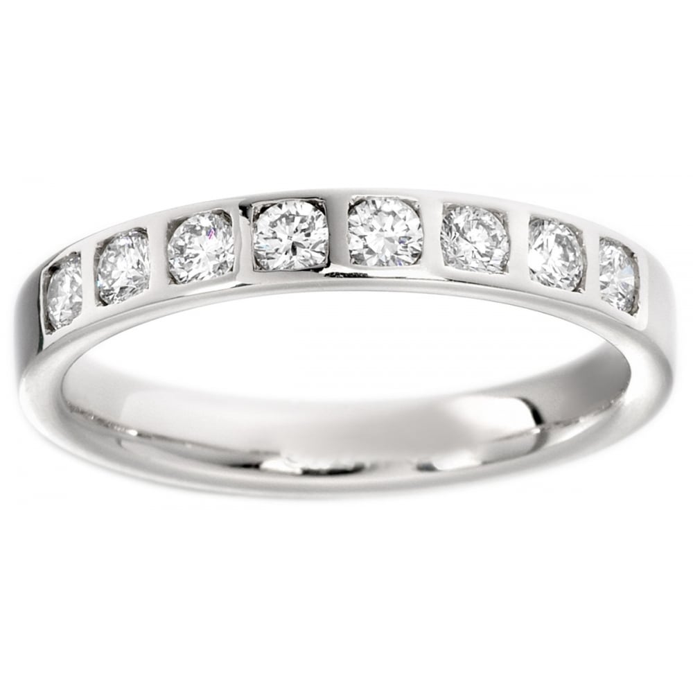 Ladies 9ct White Gold 4mm Wide Diamond Set Wedding Ring