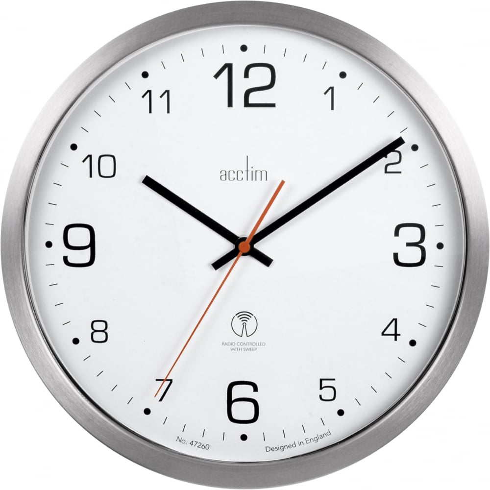 Acctim Silver Finish Radio Controlled Battery Clock Atomik 74637