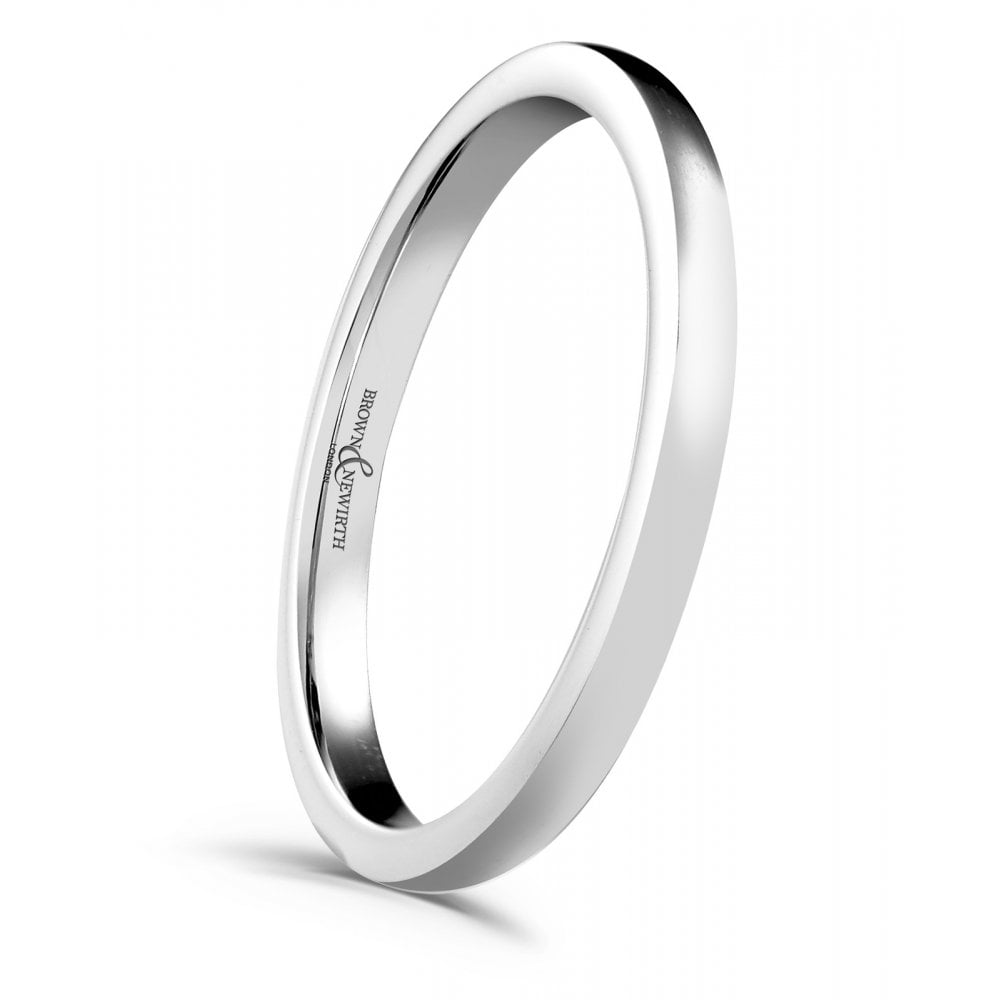 Ladies Platinum 2mm Wide Polished Court Profile Wedding Band