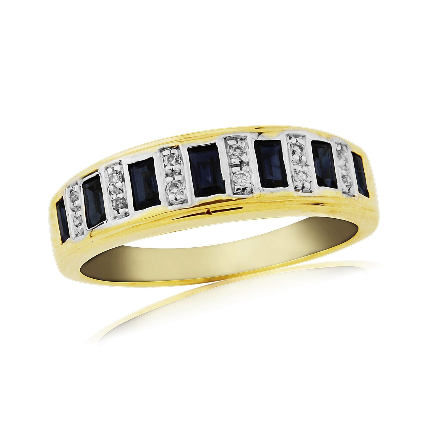 9ct Gold Diamond and Sapphire Half Eternity Ring