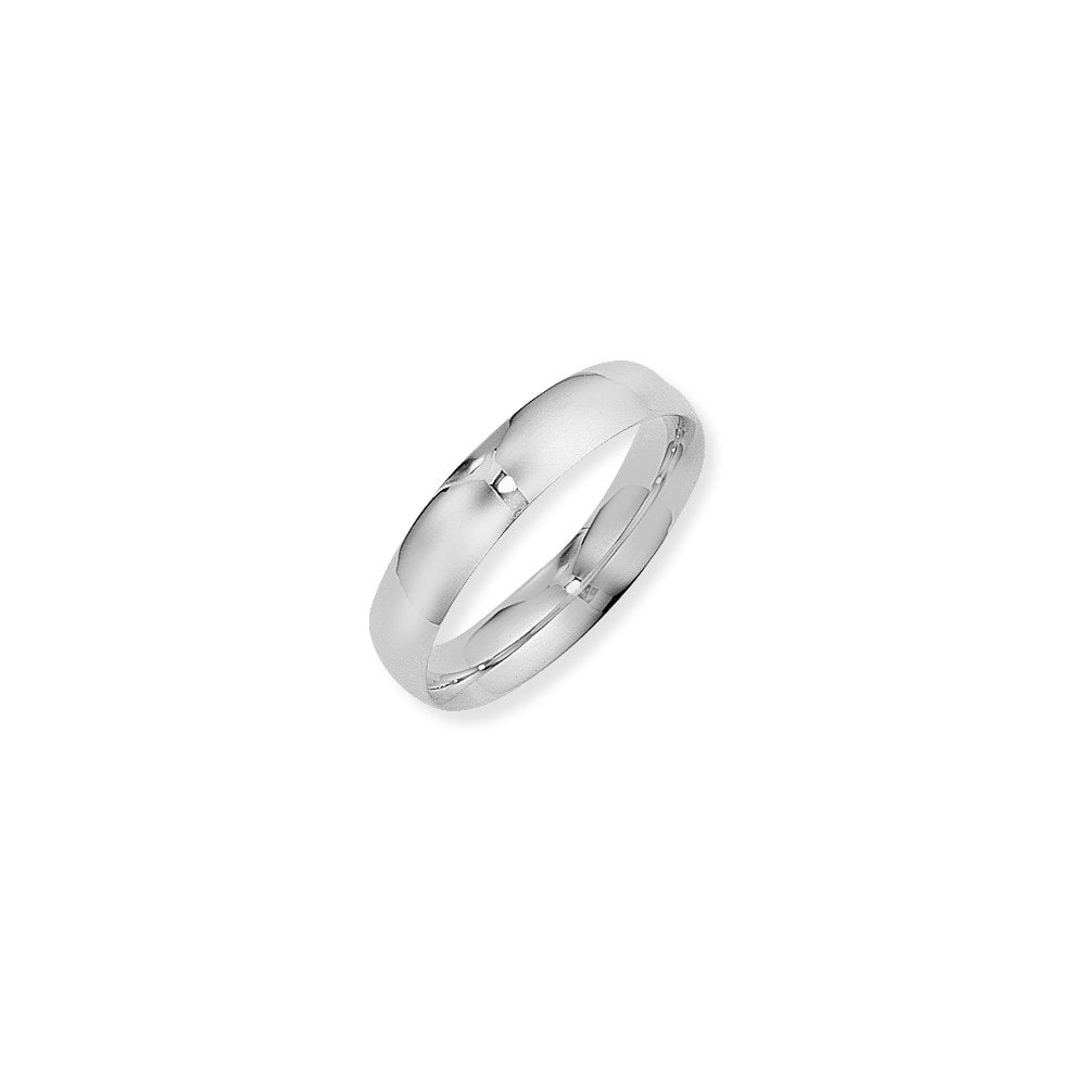 18ct White Gold 5mm Wide Court Comfort Fit Profile Wedding Ring
