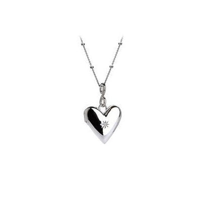 Sterling Silver Romantic Heart Diamond Locket DP142