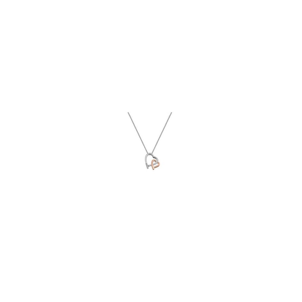 Sterling Silver Double Heart Diamond Pendant DP660