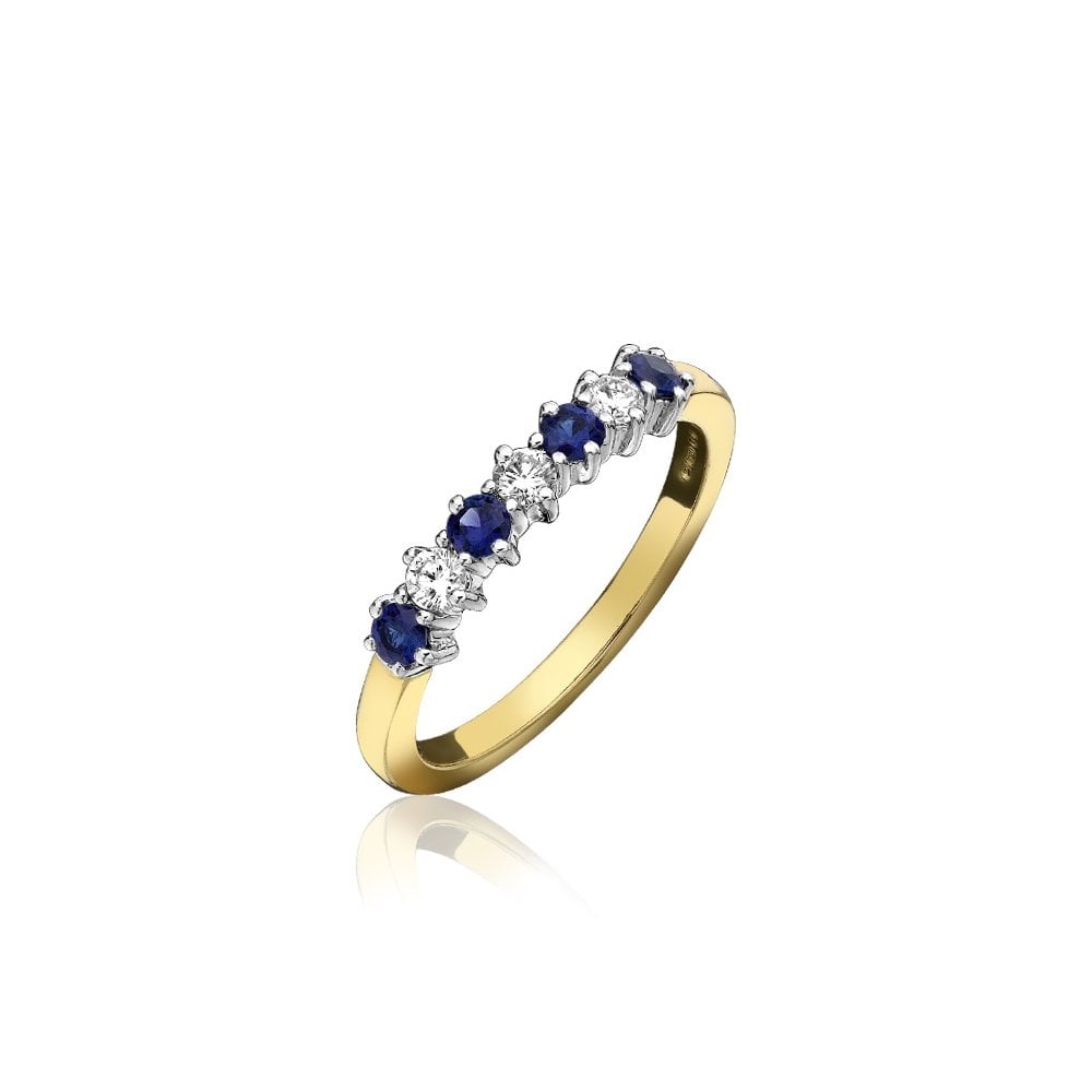 18ct Gold Diamond and Sapphire Half Eternity Ring