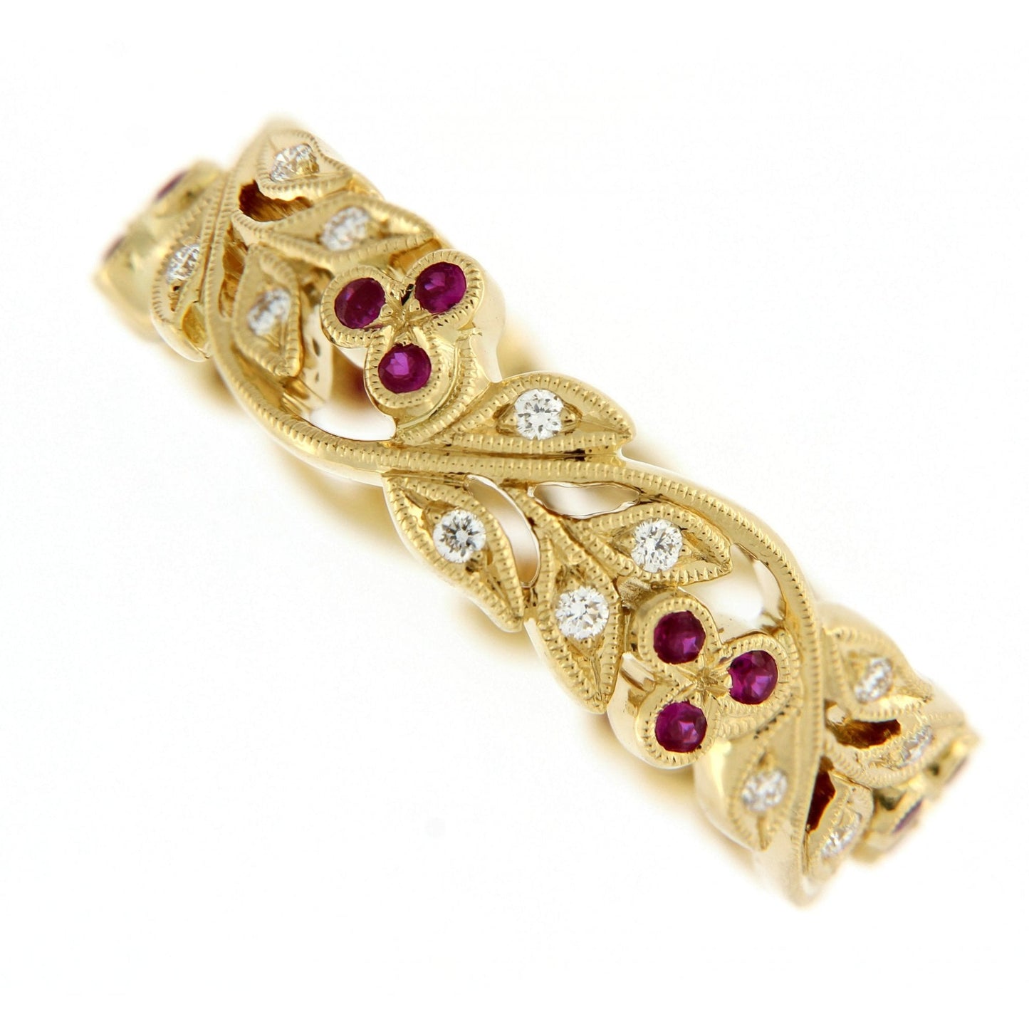 18ct Yellow Gold Ruby & Diamond Full Eternity Ring