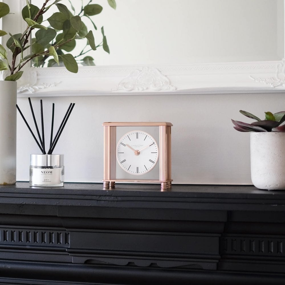 Rose Gold Tone Quartz Battery Mantle Clock 03215