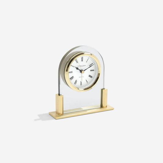 Gold Finish Glass Quartz Mantle Clock 17124