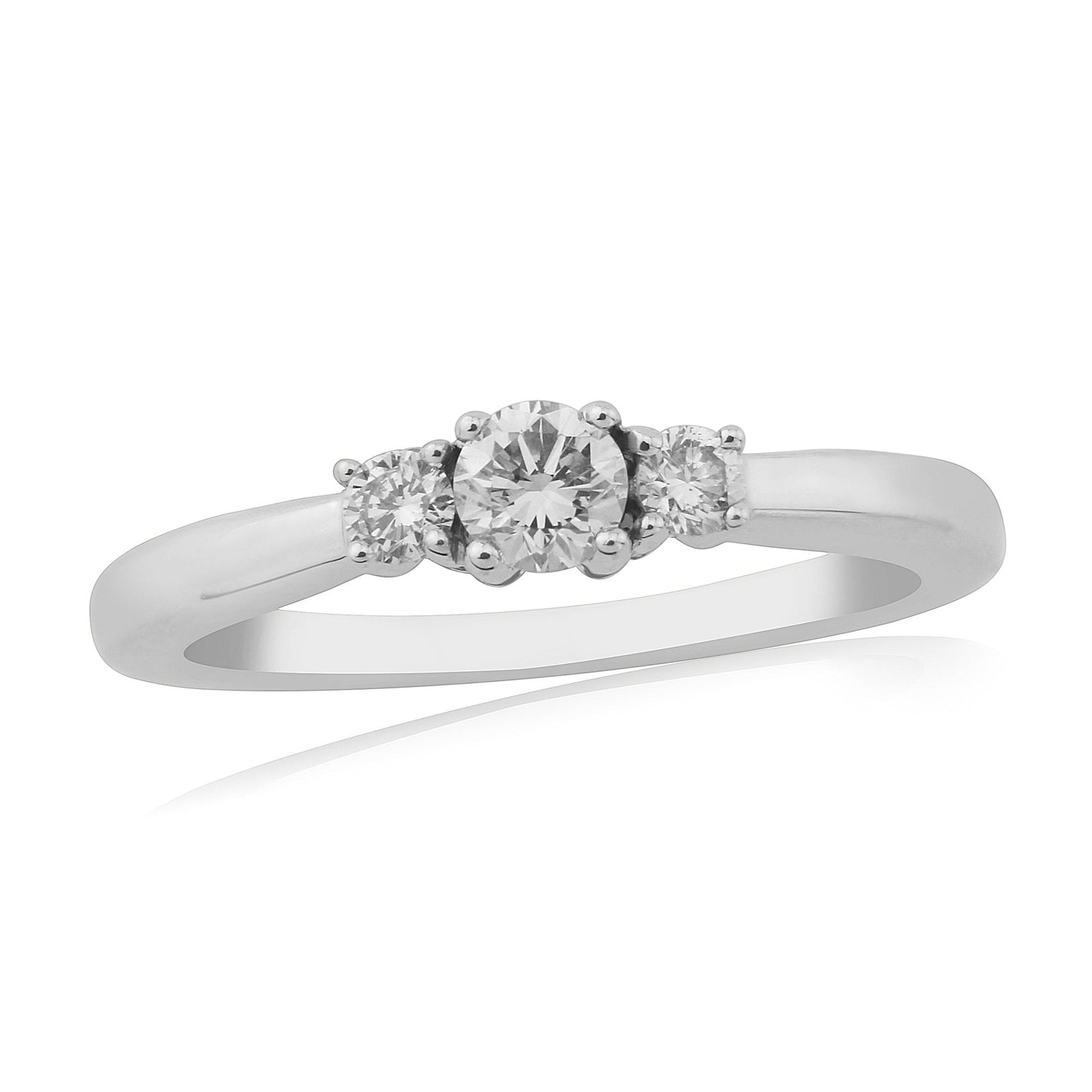 9ct White Gold Three Stone Diamond Engagement Ring