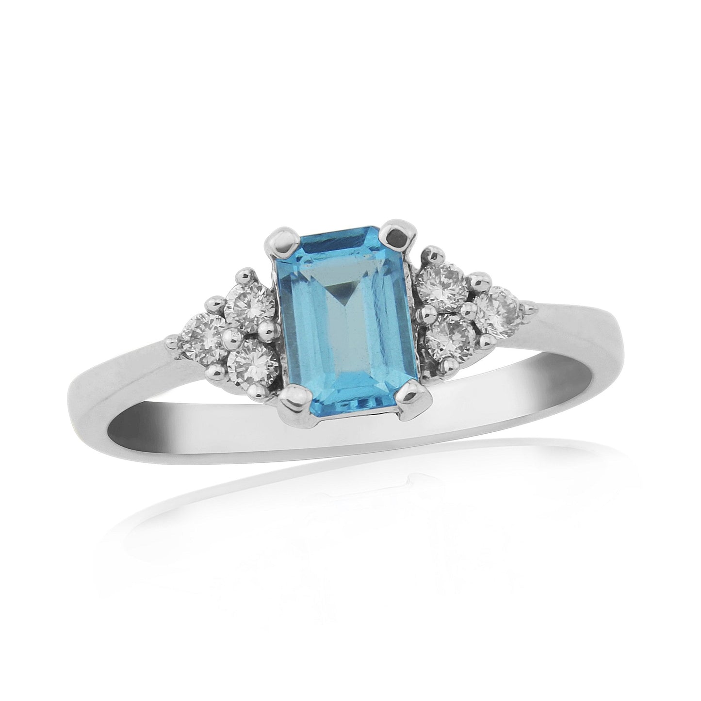 9ct White Gold Diamond & Blue Topaz Ring