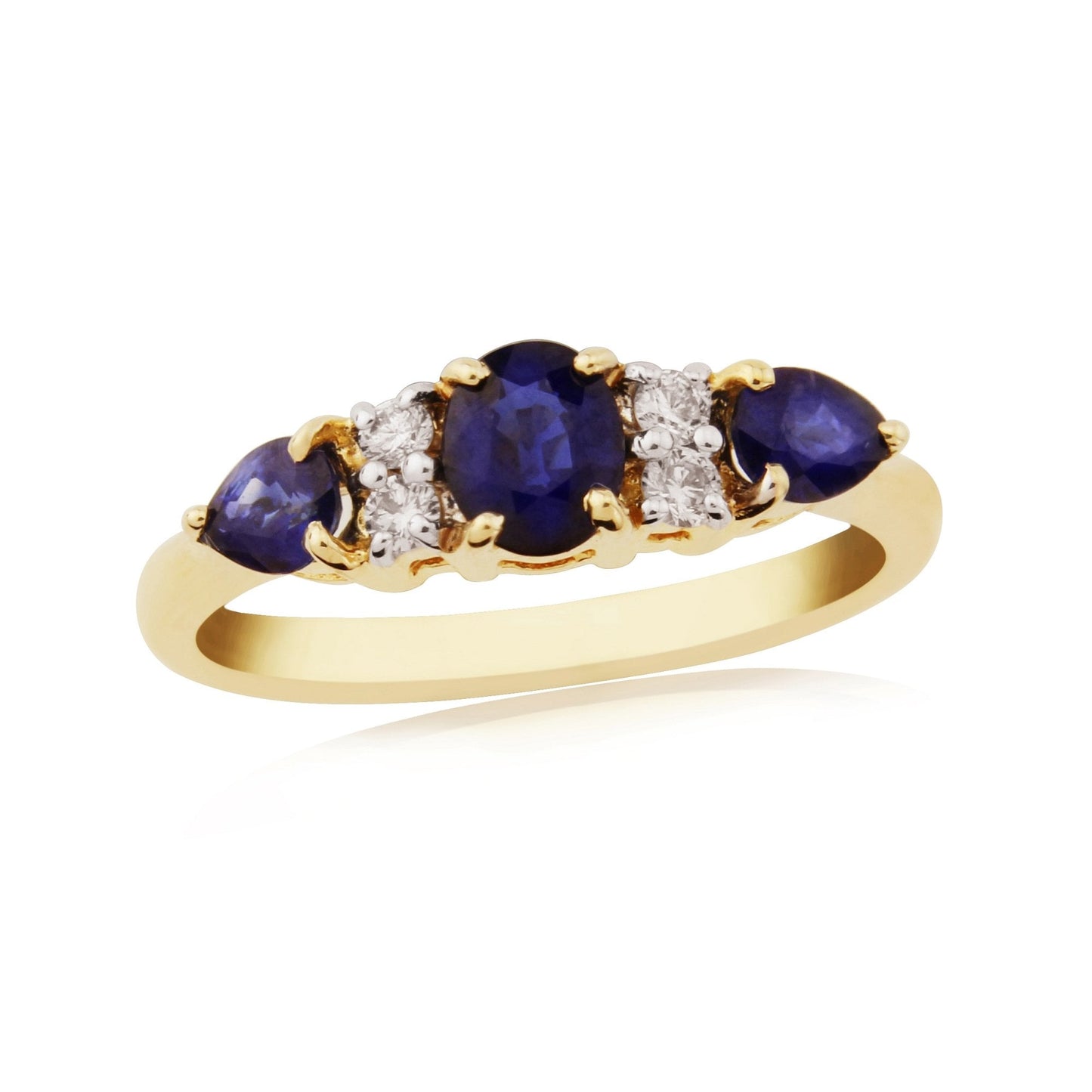 9ct Yellow Gold Diamond and Sapphire Engagement Ring