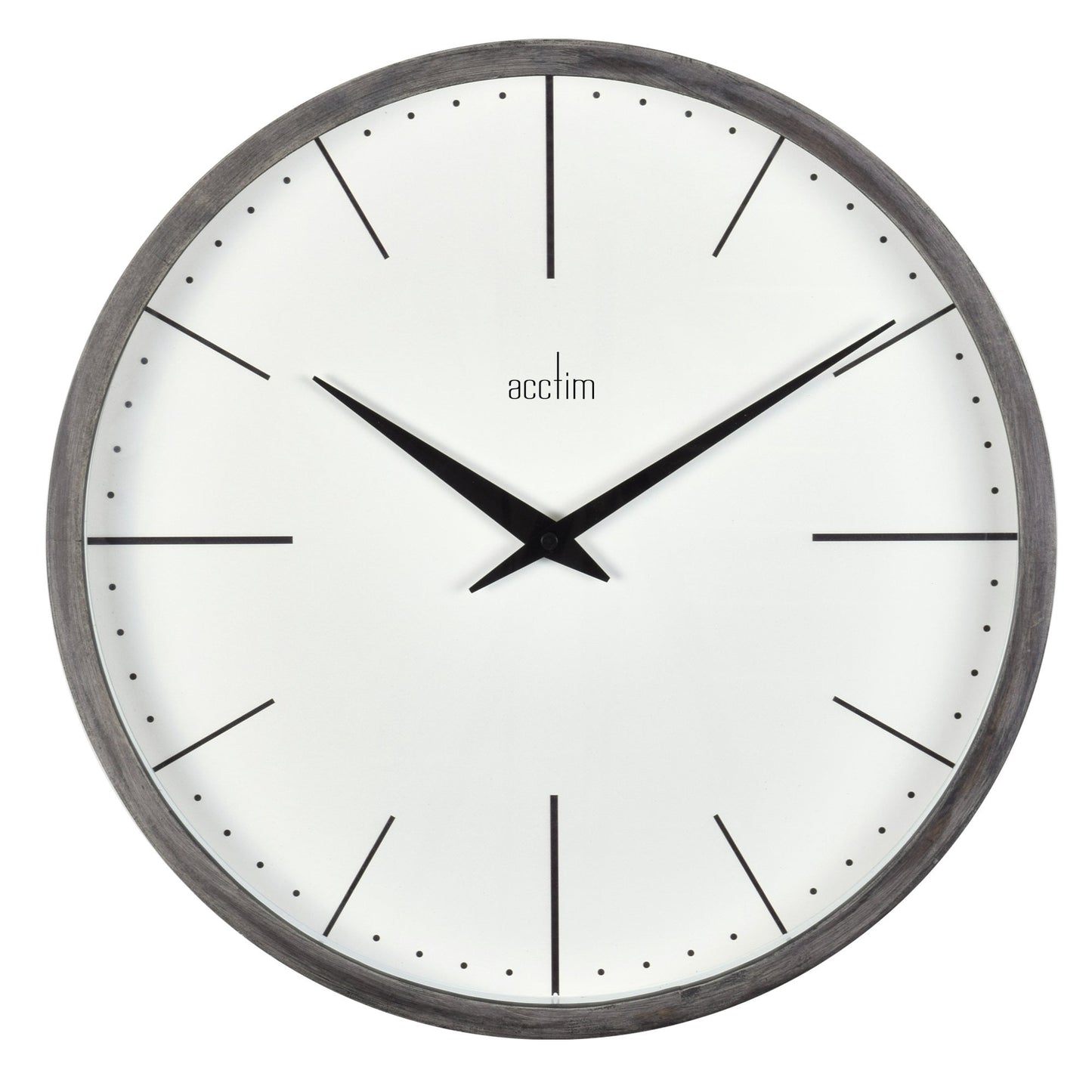 Clear Round Grey Battery Wall Clock 'Leksvik' 25047