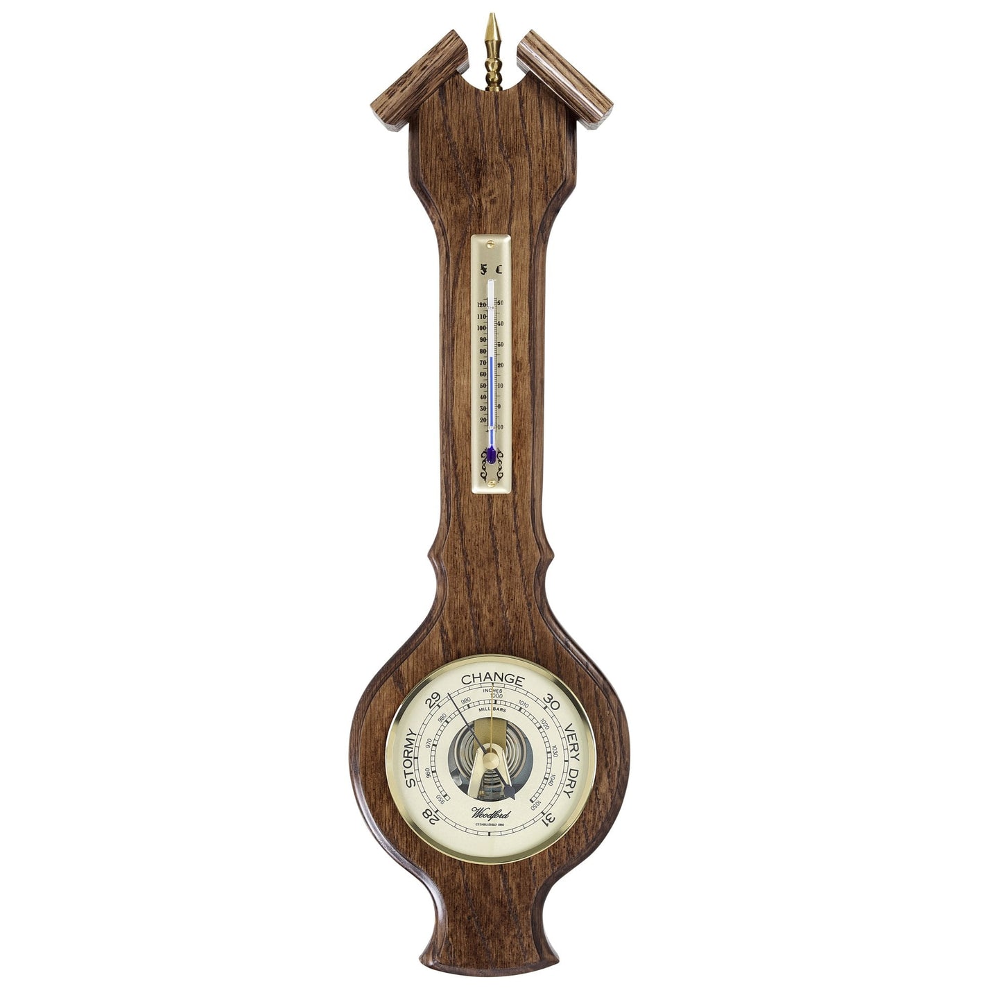 Woodford Solid Oak Banjo Barometer with Temperature 1624