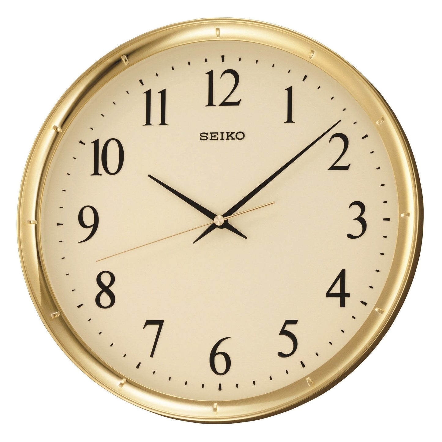Gold Finish Round Quartz Battery Wall Clock QXA417G