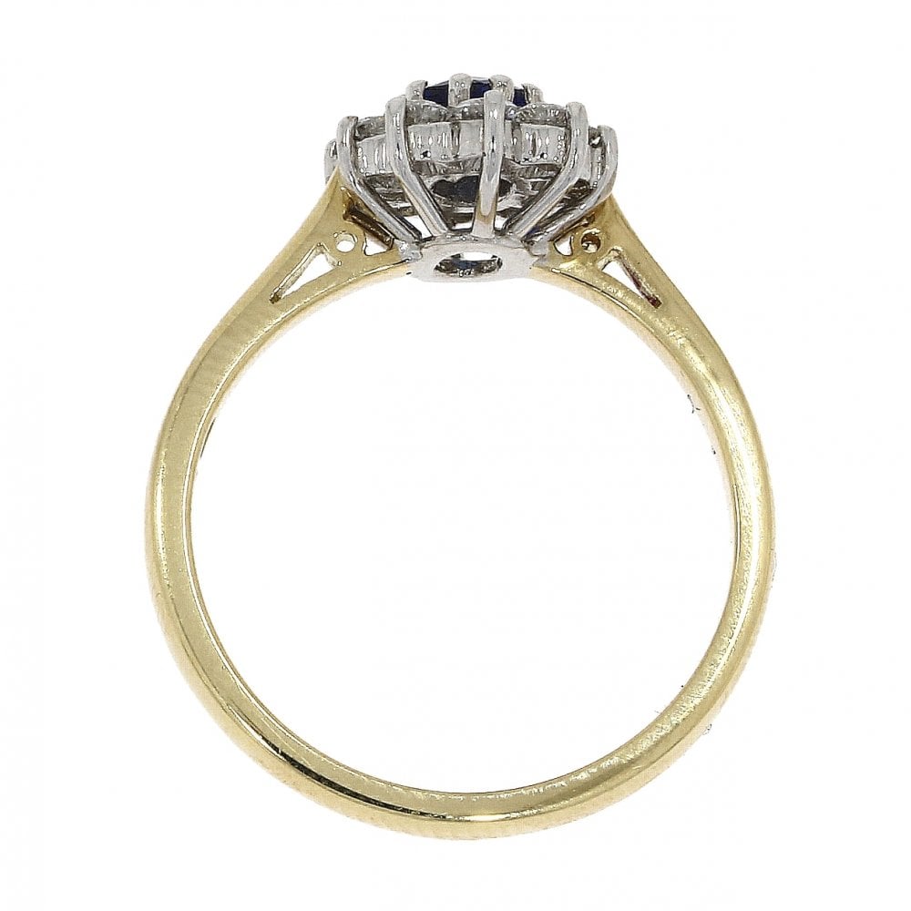 18ct Gold Ladies Diamond and Sapphire Cluster Ring