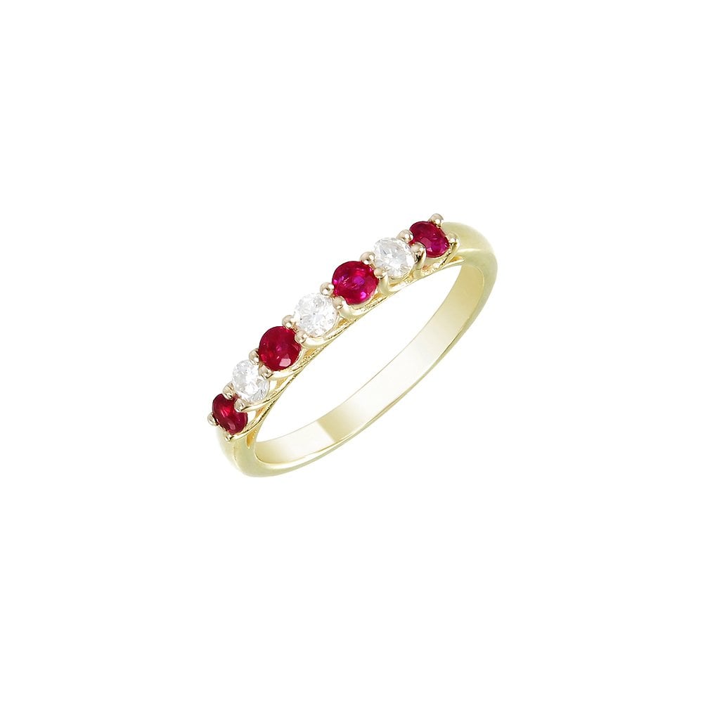 9ct Yellow Gold Ruby and Diamond Ladies Half Eternity Ring