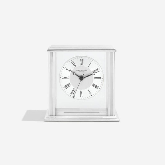 Silver Finish Battery Mantle Clock 06399
