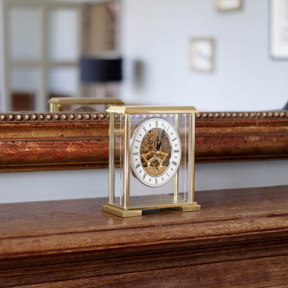 Gold Tone Quartz Battery Skeleton Mantel Clock 02085