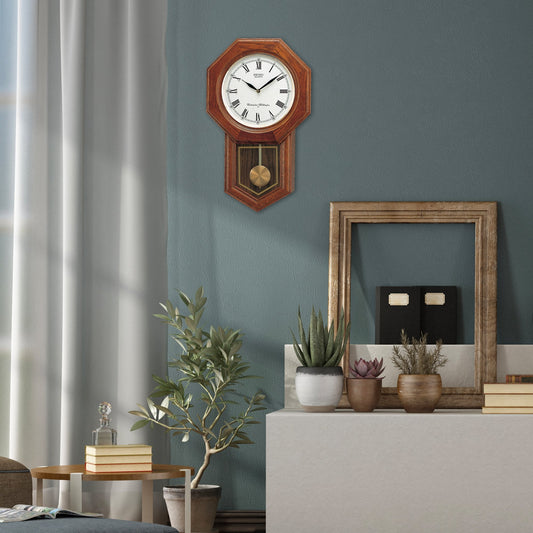 Wooden Seiko Quartz Wall Clock with Pendulum QXH102B