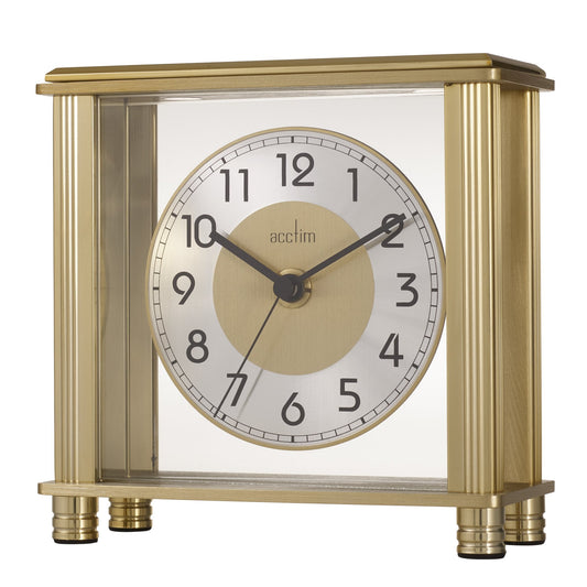 Gold Tone Battery Mantel Clock Hampden 36988