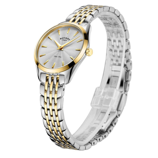 Ladies Ultra Slim Two Tone Battery Watch on Bracelet LB08011/02