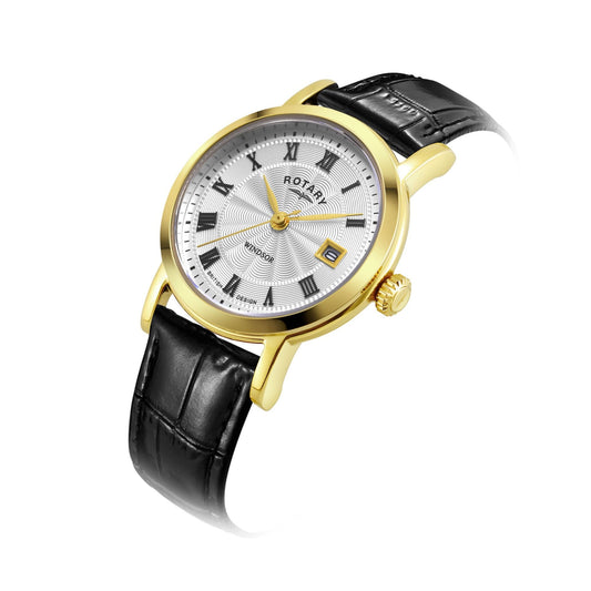 Ladies Gold Tone Battery Watch on Strap, Date Windsor LS05423/01