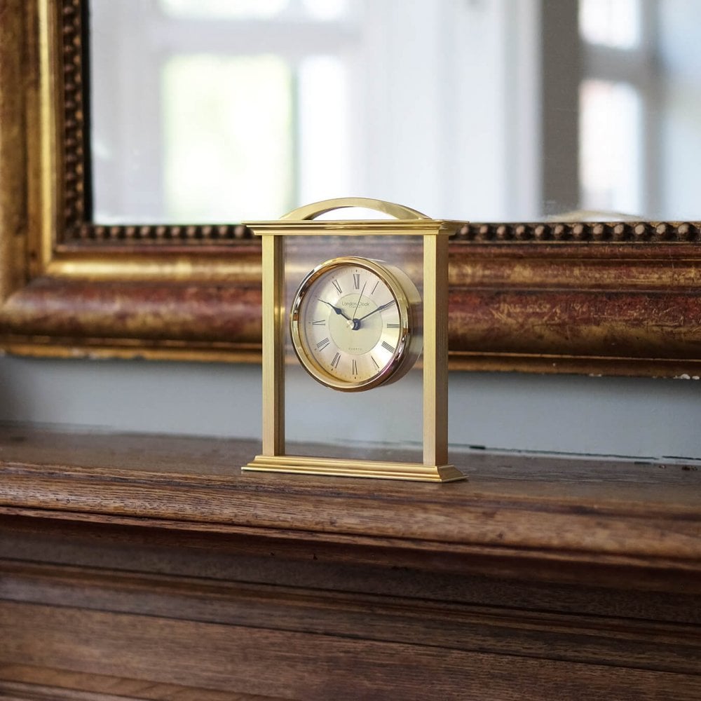 Gold Finish Quartz Battery Mantle Clock 03023
