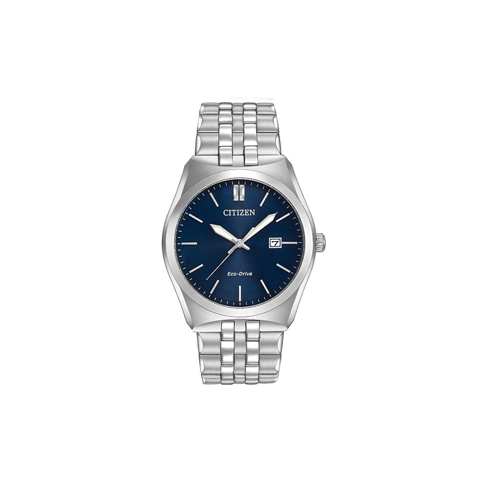 Gents Steel Eco-Drive Watch on Bracelet with Date BM7330-59L