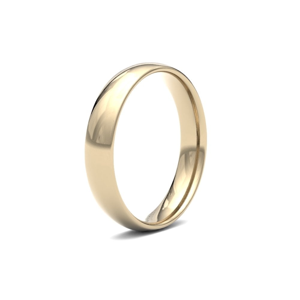 9ct Yellow Gold 4mm Wide Court Shaped Wedding Ring Band