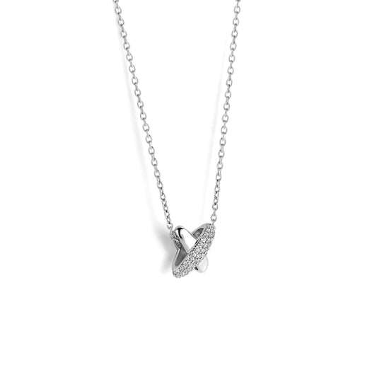Ti Sento Milano Sterling Silver CZ Cross Necklace 34003ZI