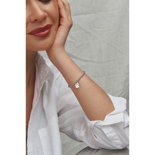 Ladies Silver & Gold Paw Print Stretch Bracelet 3SAFF0224