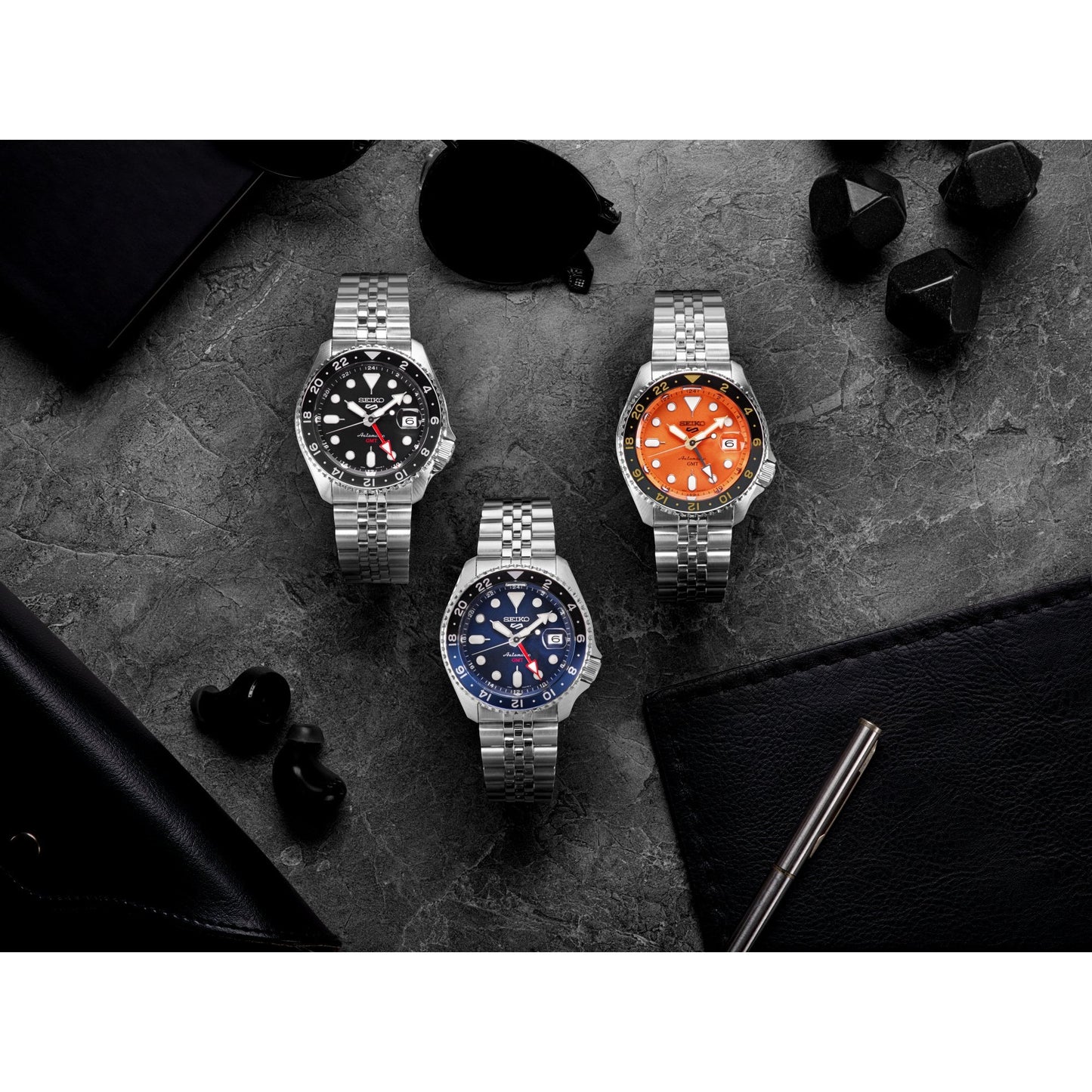 5 Sports Gents Steel Automatic GMT Watch Black Grape SSK001K1
