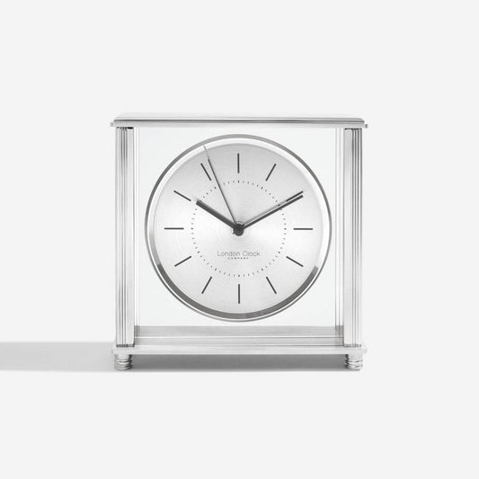 Silver Finish Quartz Battery Carriage Mantel Clock 03212