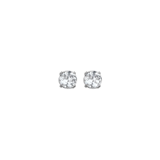 Ladies Sterling Silver White Topaz Solitaire Stud Earrings DE728