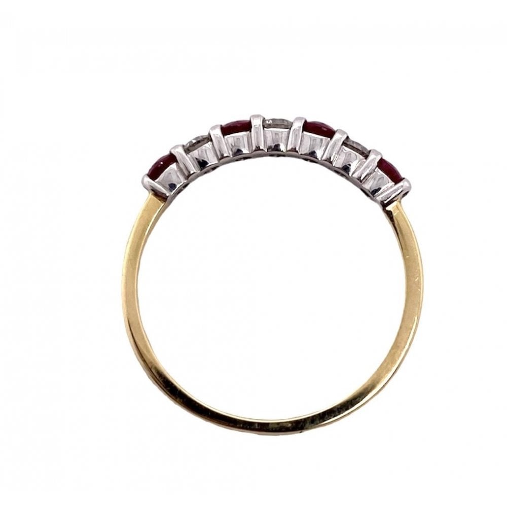 18ct Gold Ladies Ruby & Diamond Half Eternity Ring