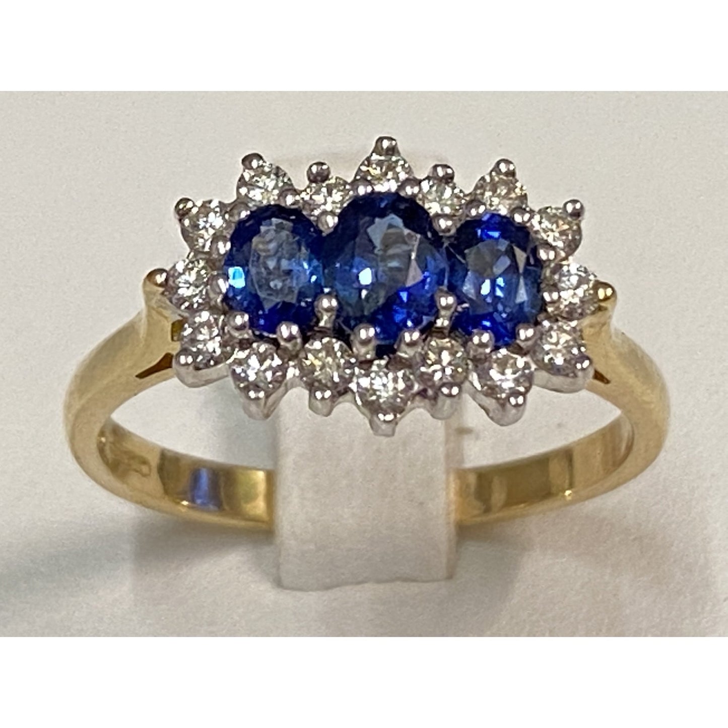 18ct Gold Sapphire and Diamond Ladies Cluster Engagement Ring