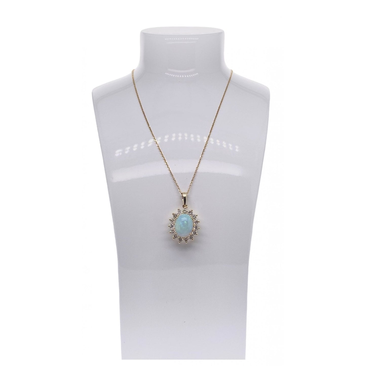 Ladies 9ct Gold Opal and Diamond Cluster Pendant