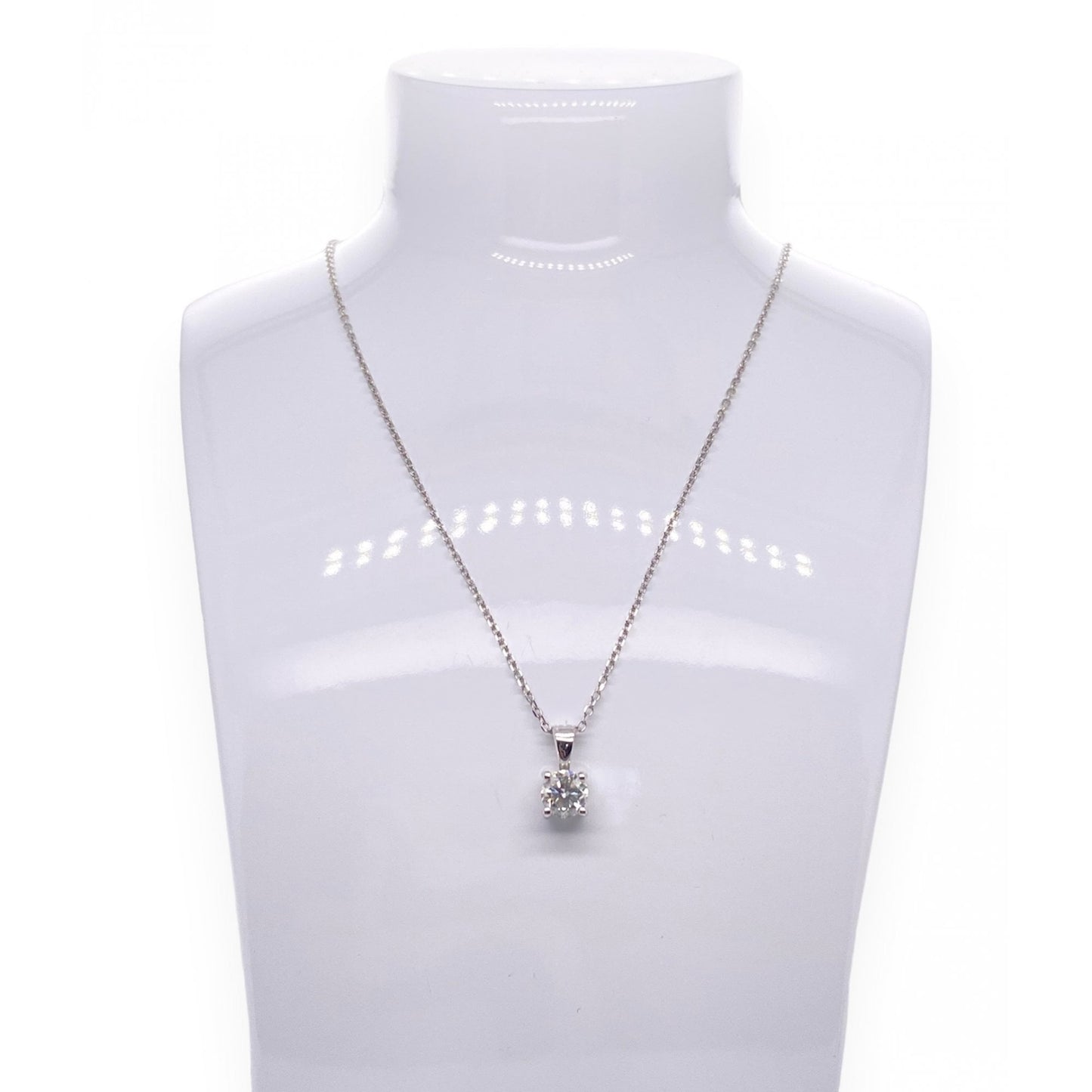 Ladies 18ct White Gold Diamond Solitaire Pendant 0.41ct