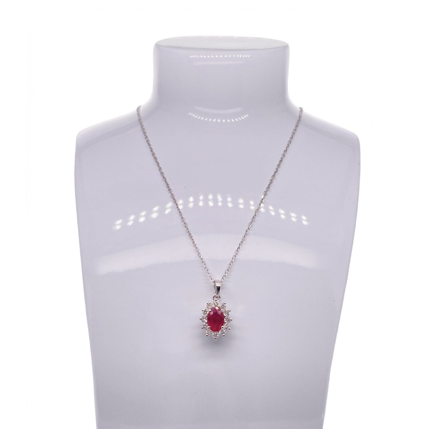 Ladies 18ct White Gold Ruby & Diamond Pendant
