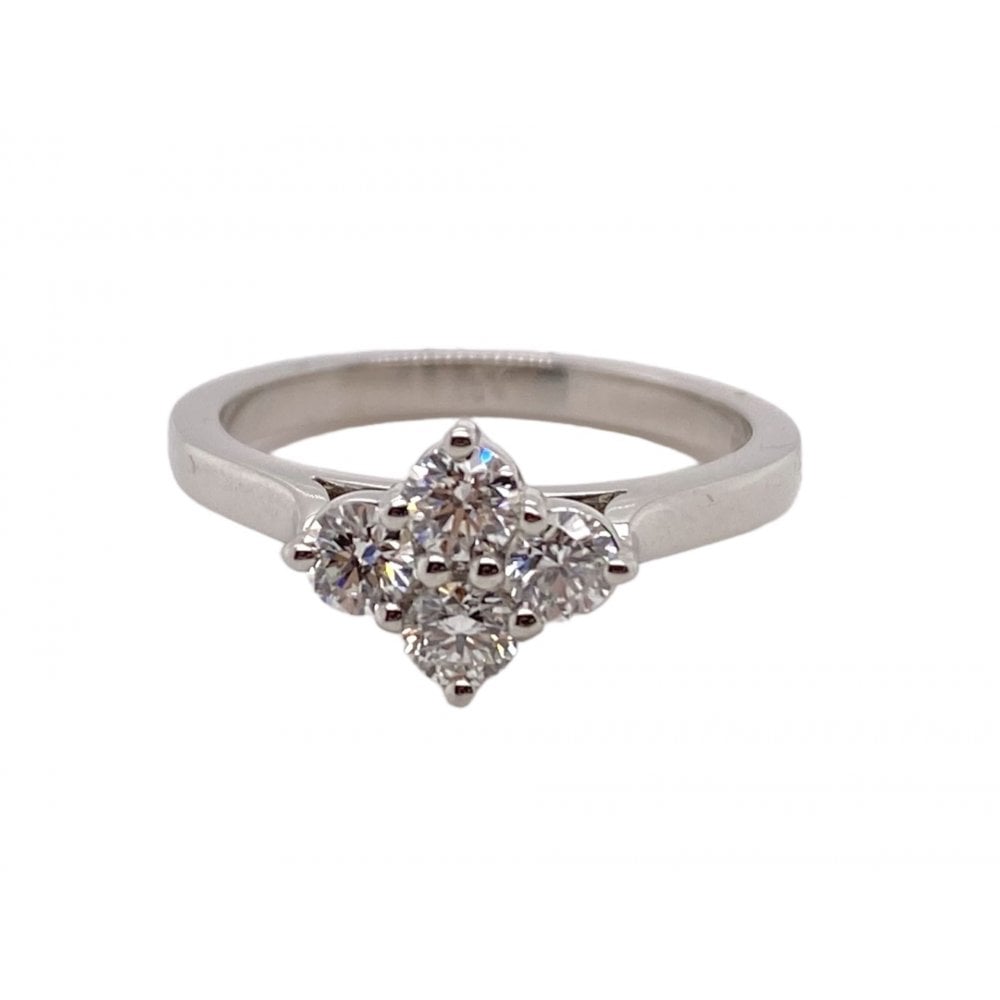 Platinum Ladies Diamond Cluster Engagement Ring