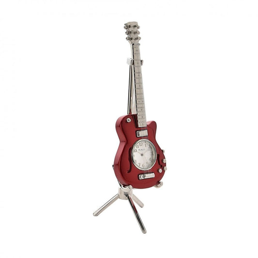 Novelty Miniature Quartz Mantel Clock Red Guitar 9029
