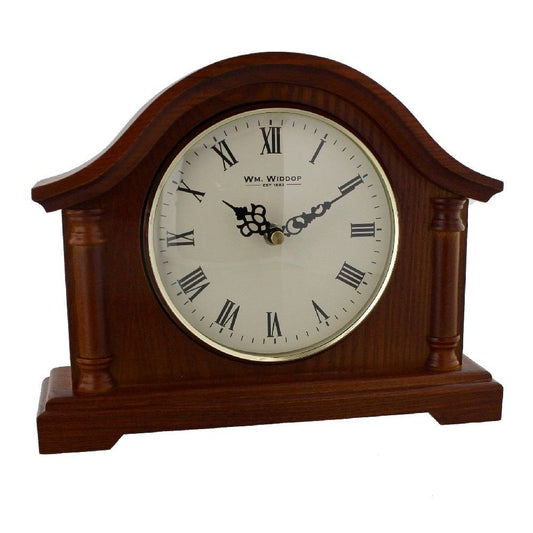 Dark Wooden Walnut Finish Quartz Battery Mantle Clock W2651W
