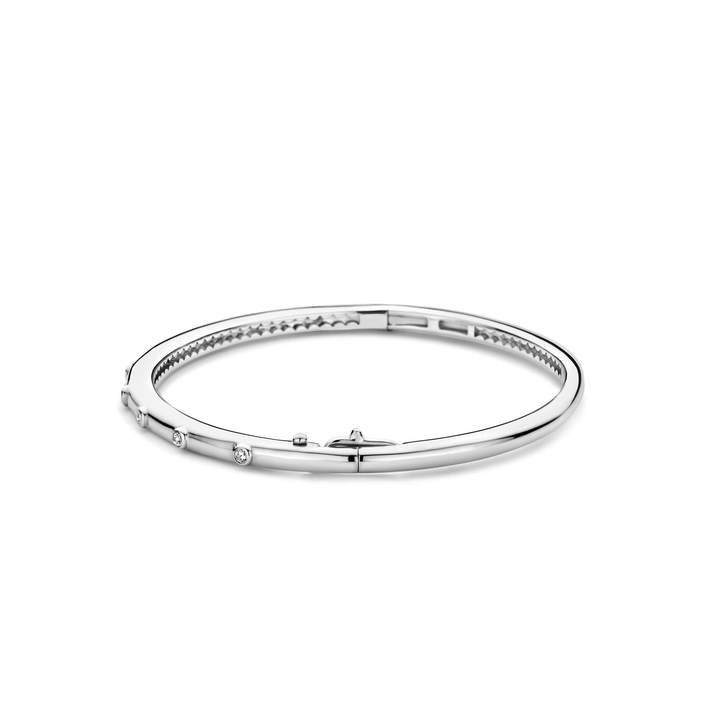 Ladies Sterling Silver Cubic Zirconia Hinged Bangle 23031ZI