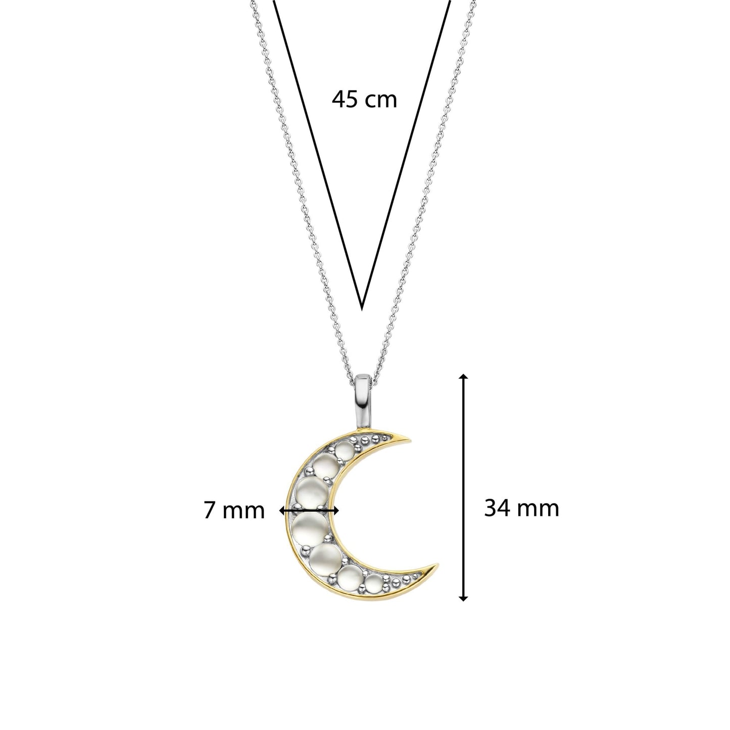 Ladies Sterling Silver Mother Of Pearl Moon Pendant 6824MW