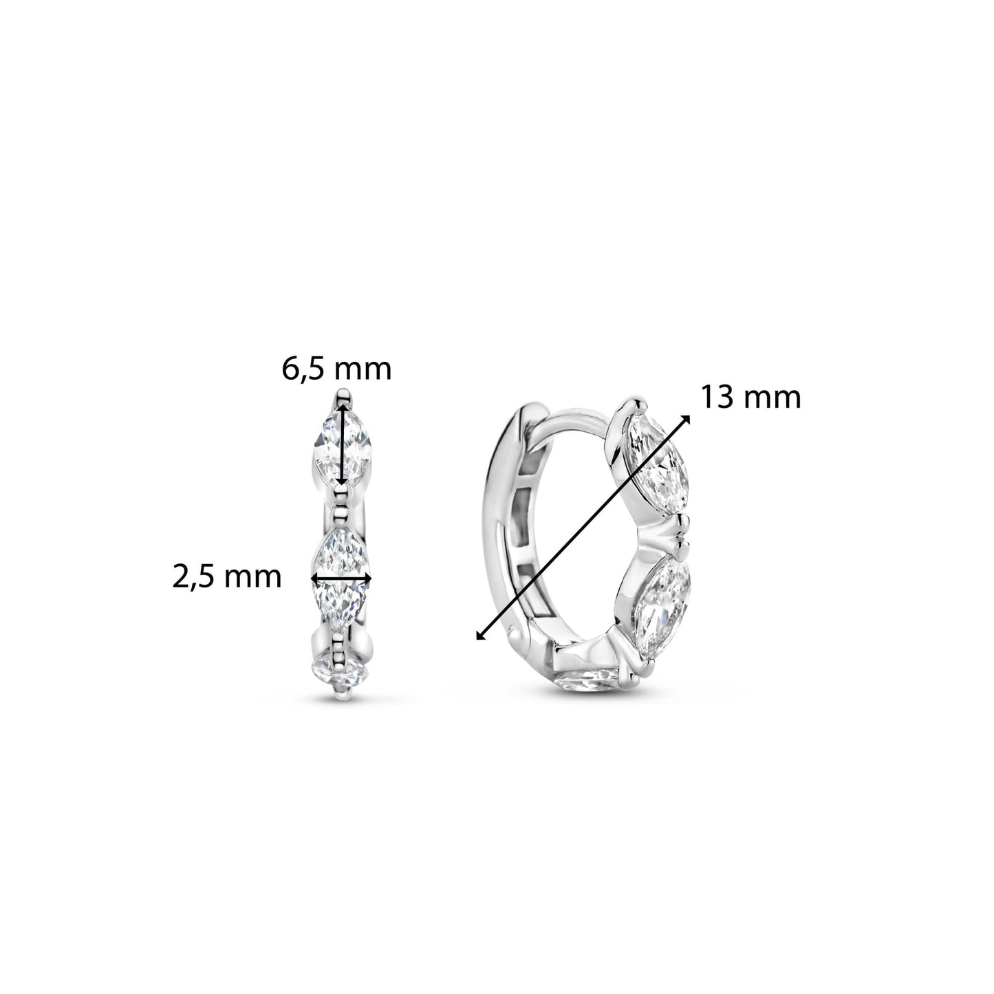 Ladies Sterling Silver Cubic Zirconia Hoop Earrings 7927ZI