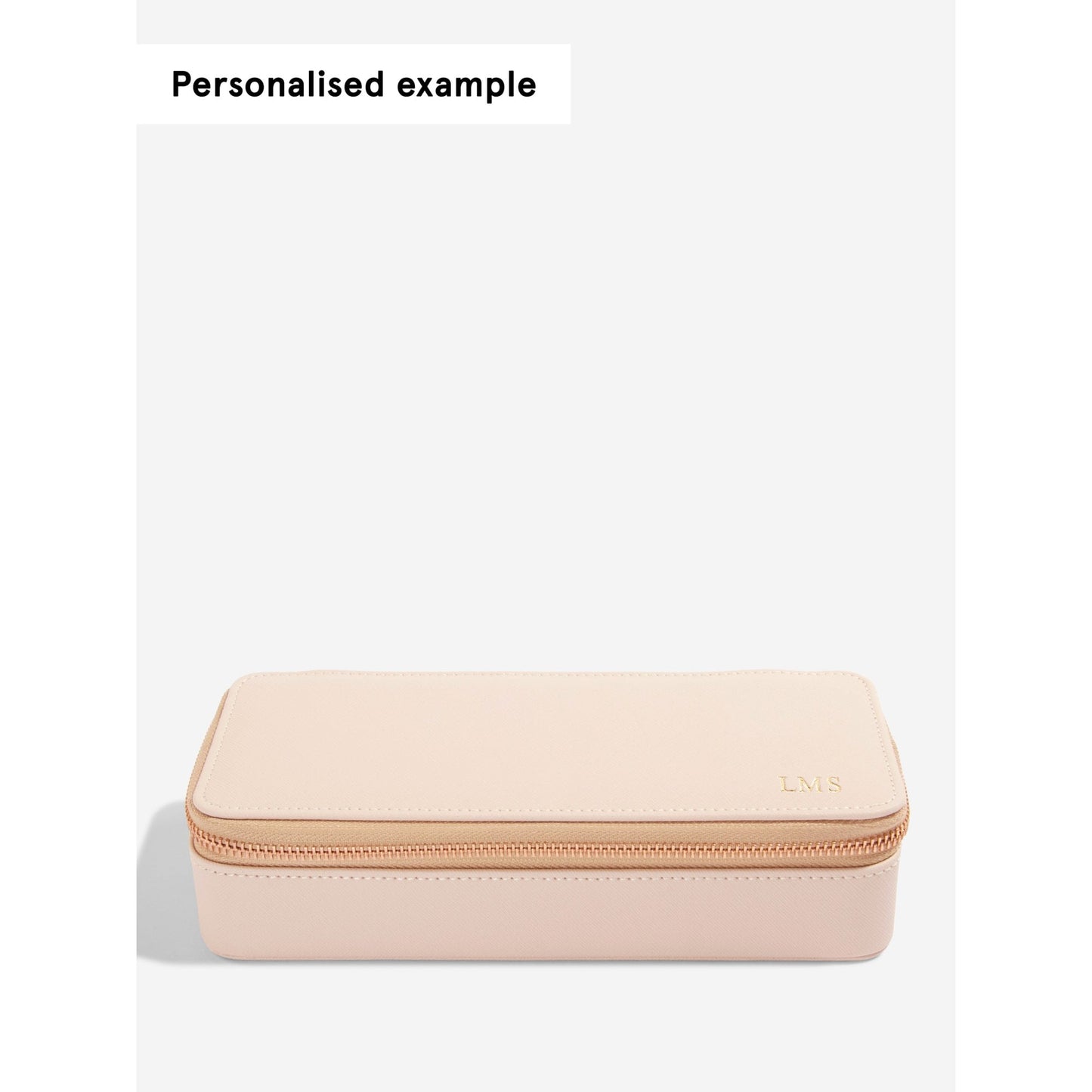 Ladies Blush Faux Leather Zipped Jewellery Box 75346