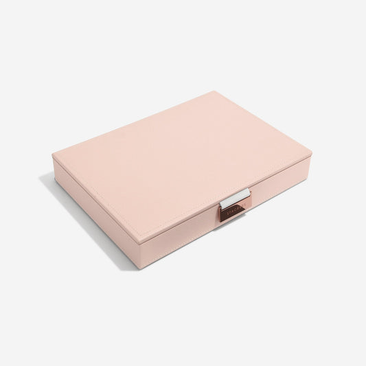 Ladies Blush Faux Leather Classic Jewellery Box Lid 73760