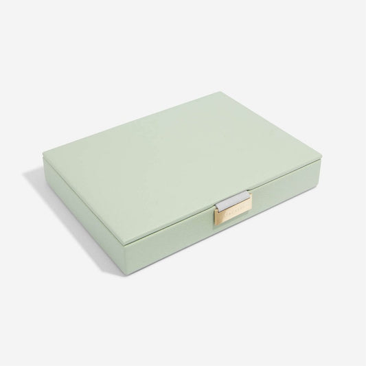 Ladies Sage Green Faux Leather Classic Lid Jewellery Box 74510